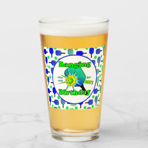 Pickleball Birthday Blue Green Paddle Ball Banging Glas