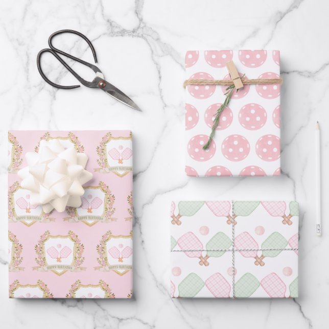 Pickleball Birthday Geschenkpapier Set (Vorderseite)