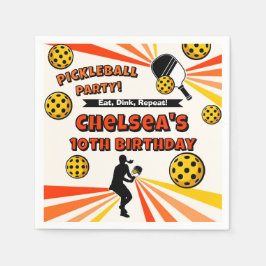 Pickleball Birthday Girls Party Retro Player Serviette