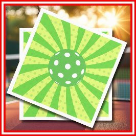 Pickleball Birthday Green RETRO Streifen Sport Serviette