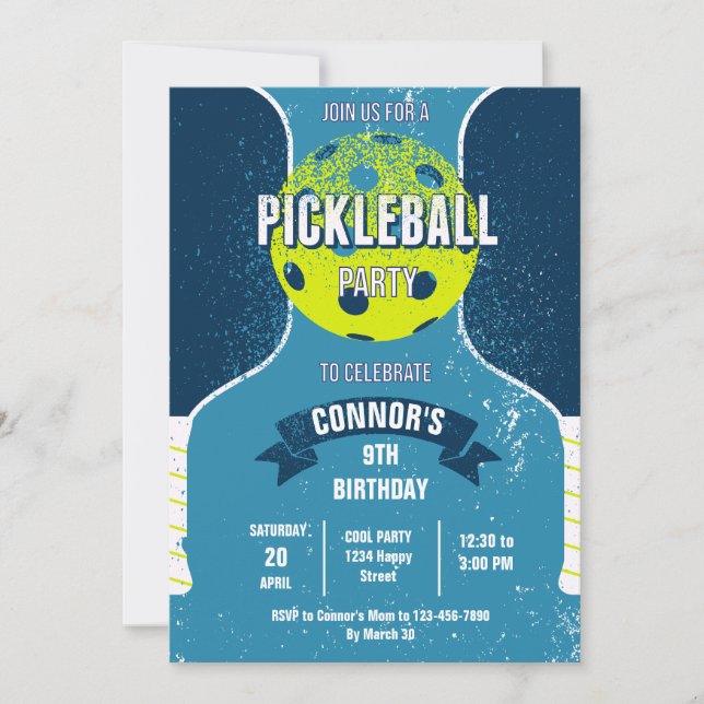 Pickleball Birthday Party Invitation Einladung (Vorderseite)
