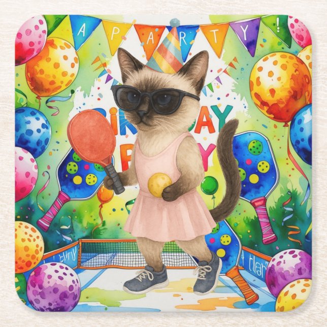 Pickleball Birthday Party Rechteckiger Pappuntersetzer (Vorderseite)
