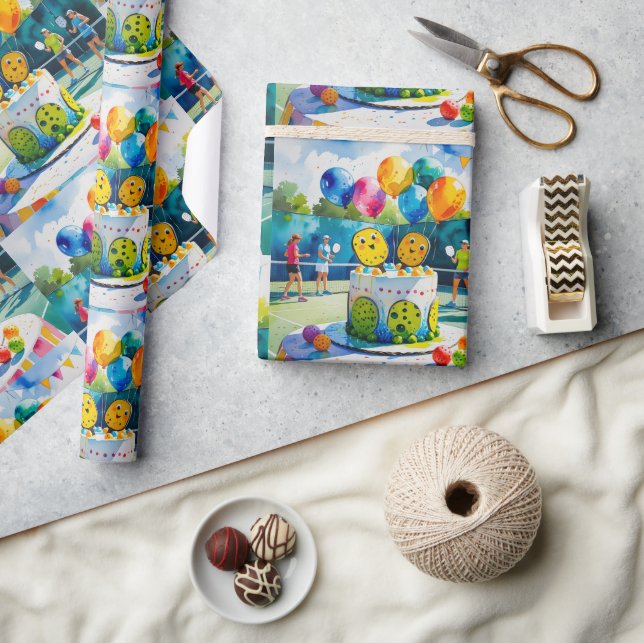 Pickleball Birthday Party thematisch Geschenkpapier (Kunsthandwerk)
