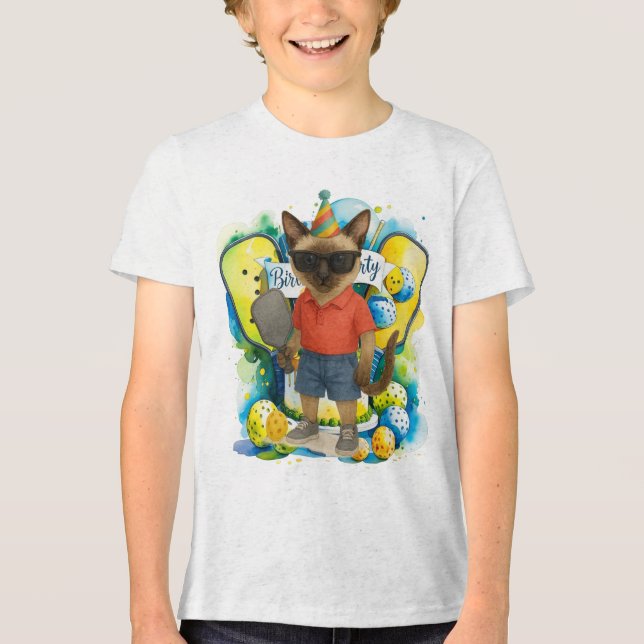 Pickleball Birthday Party Tri-Blend Shirt (Vorderseite)