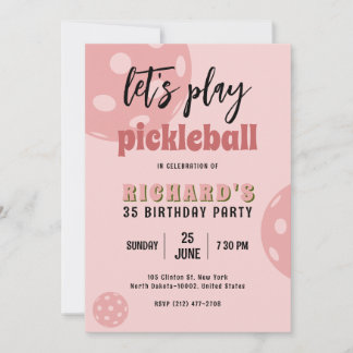 Pickleball Birthday Pickleball Pink Sports Party Einladung