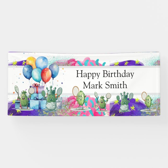 Pickleball Birthday themed Banner (Horizontal)