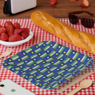 Pickleball 'bis die Straßenlaternen kommen, blau Pappteller