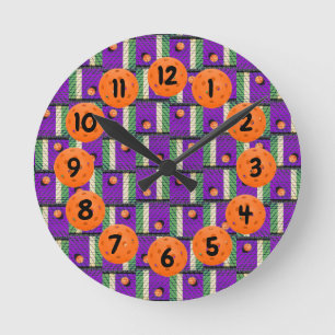 Pickleball 'bis die Straßenlaternen Lila kommen Runde Wanduhr