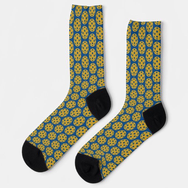 Pickleball Blau- und Gelbball  Socken (Linkes Detail)
