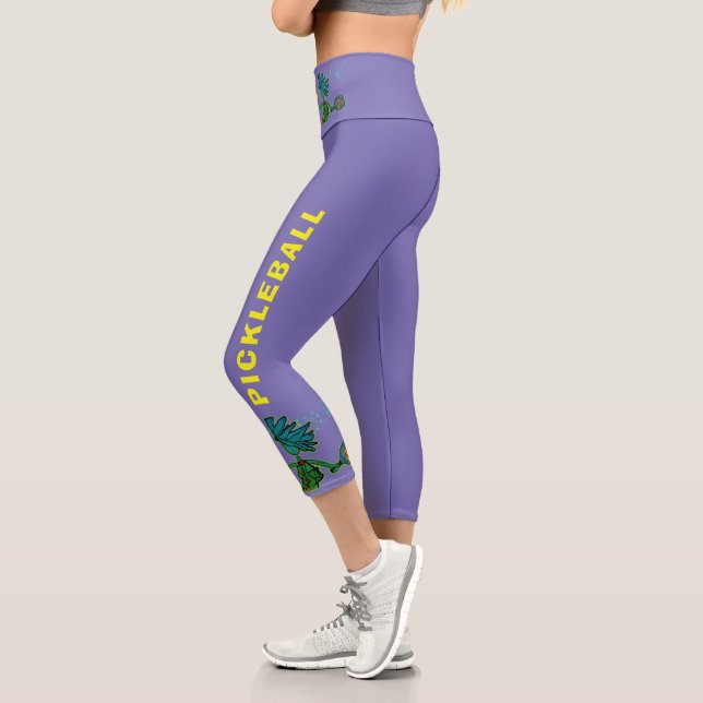 Pickleball Blue Green Whimsy Capri Leggings (Links)