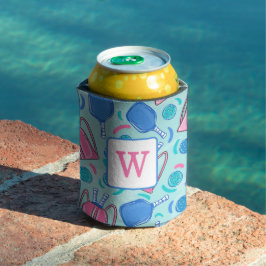Pickleball Blue Preppy Monogram Dosenkühler