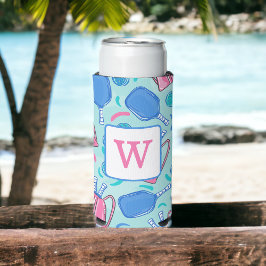 Pickleball Blue Preppy Monogram Selters Dosenkühler