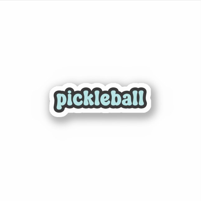 Pickleball Blue Retro Text Aufkleber (Vorderseite)