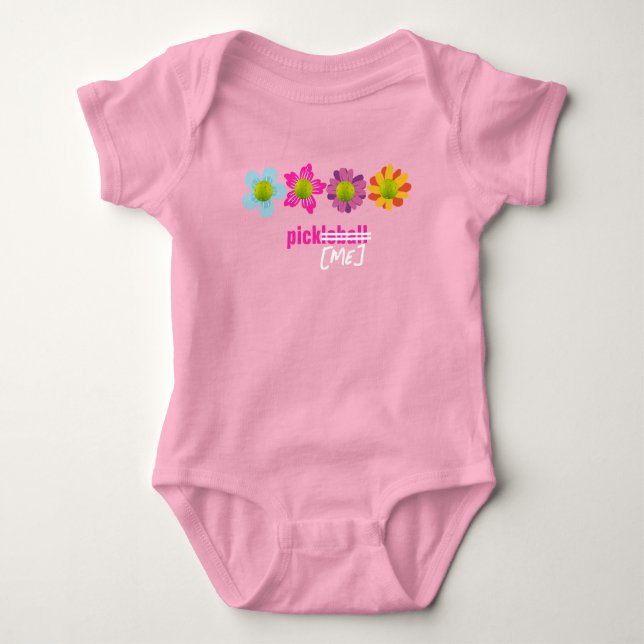 🌼 🌻 🌺 Pickleball Blume Pick Me pink Baby Strampler (Vorderseite)