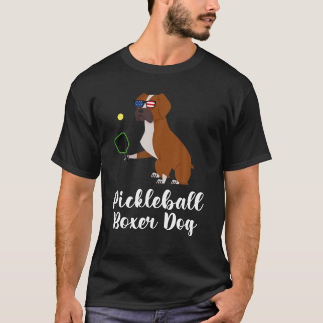 Pickleball Boxer Dog, Funny Pickleball T-Shirt (Vorderseite)