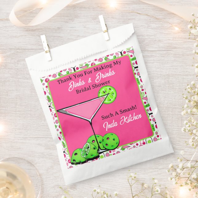Pickleball Brautparty-Dinks & Drinks Cocktail Geschenktütchen (Ausgeschnitten)
