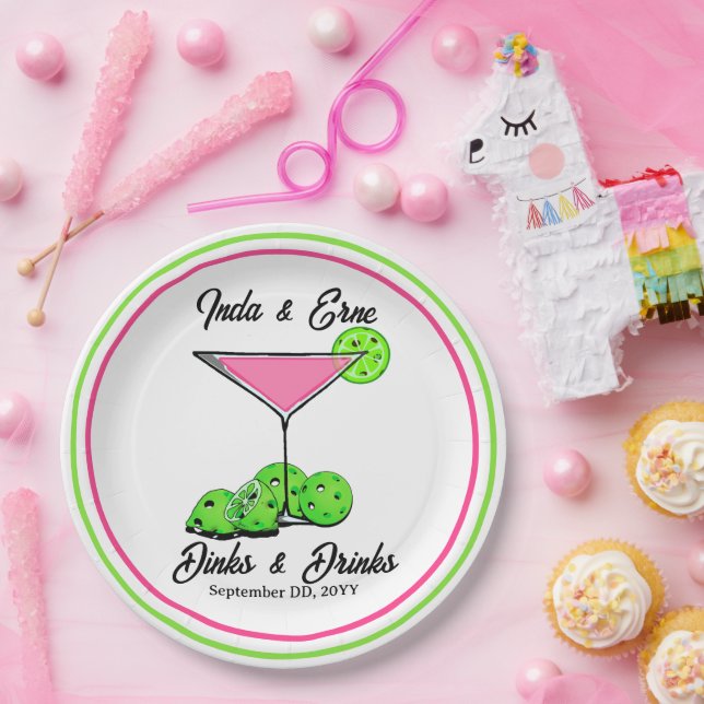 Pickleball Bridal Shower Dinks & Drinks Cosmo Pappteller (Party)