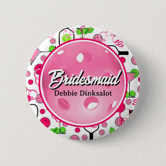 Pickleball Bridal Shower Personalized Swag Button (Vorderseite)