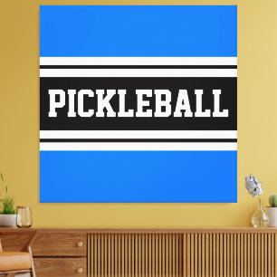 PICKLEBALL Bright Blue Schwarz-weiß Racing Streife Leinwanddruck