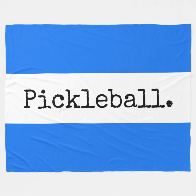 PICKLEBALL Bright Blue White Stripes Retro Text Fleecedecke (Vorderseite (Horizontal))