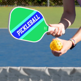 PICKLEBALL Bright Green Royal Blue Racing Streifen Schläger