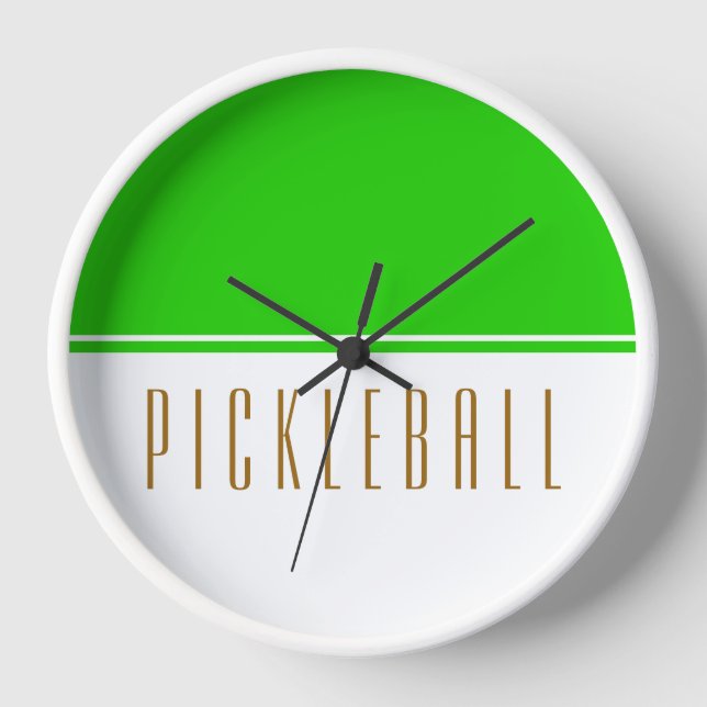 PICKLEBALL Bright Lime Green White Color Block Uhr (Vorderseite)