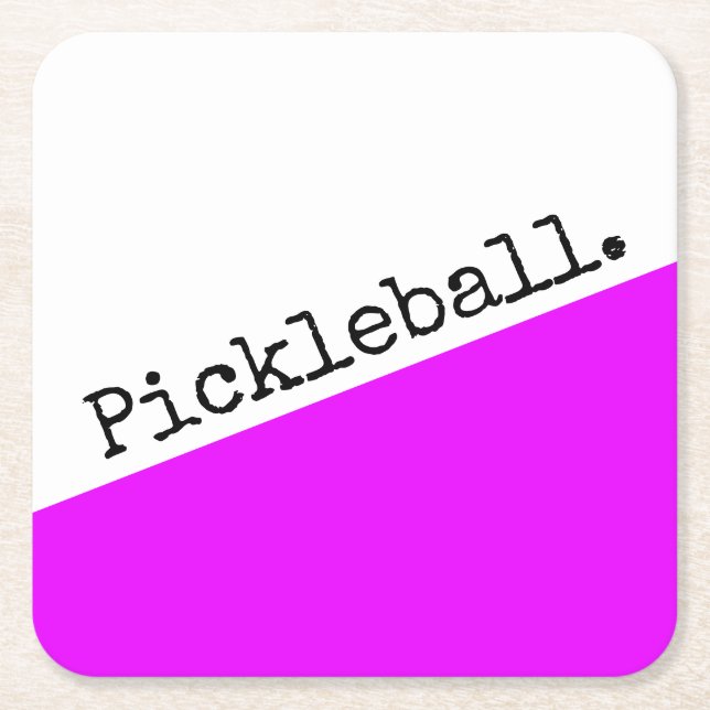 PICKLEBALL Bright Pink White Slly Farbblock Rechteckiger Pappuntersetzer (Vorderseite)
