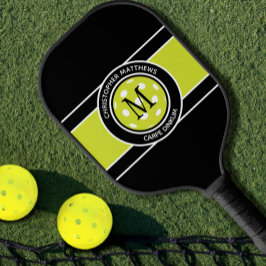 Pickleball Carpe Dinkum Quote Name Initial Black Schläger