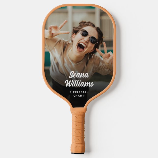 Pickleball Champ Custom Foto Personalisiert Pickleball Schläger (Rückseite)