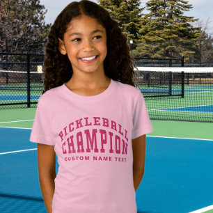 Pickleball-Champion Custom Name Pickleballer Rosa T-Shirt