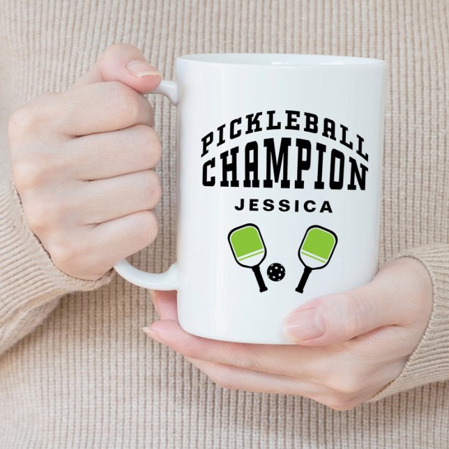 Pickleball Champion Individuelle Name Initials Bla Jumbo-Tasse (Pickleball Champion Custom Name Initials Black Fun Giant Coffee Mug)