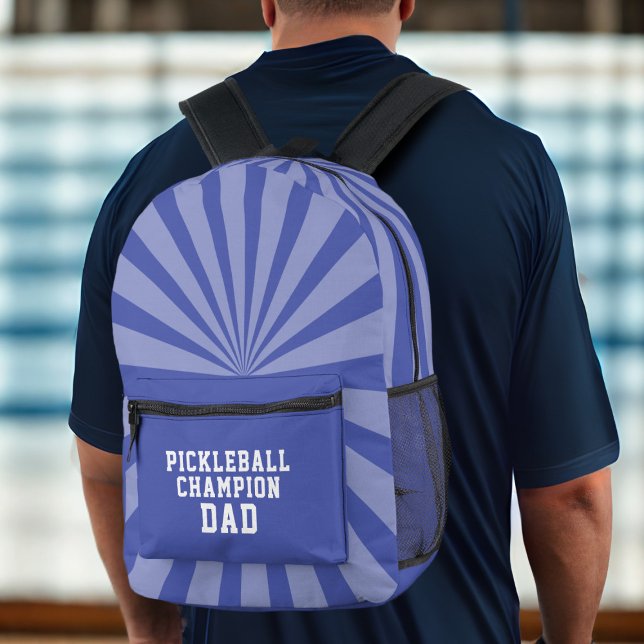 Pickleball Champion Vater Blue Backpack Bedruckter Rucksack (Pickleball Champion? Here's your backpack! Add your initials)