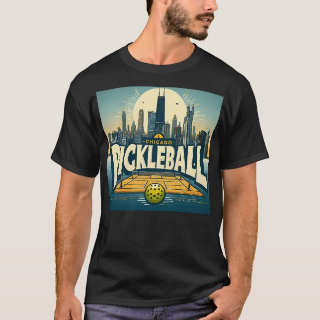 Pickleball Chicago Skyline T-Shirt (Vorderseite)