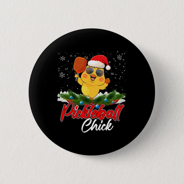 Pickleball Chick Funny Weihnachtsmannmütze Sungle  Button (Vorderseite)