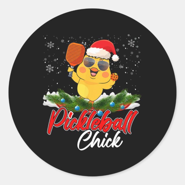 Pickleball Chick Funny Weihnachtsmannmütze Sungle  Runder Aufkleber (Vorderseite)