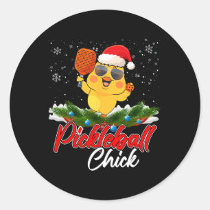 Pickleball Chick Funny Weihnachtsmannmütze Sungle  Runder Aufkleber