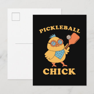 Pickleball Chick - Retro Einladungspostkarte