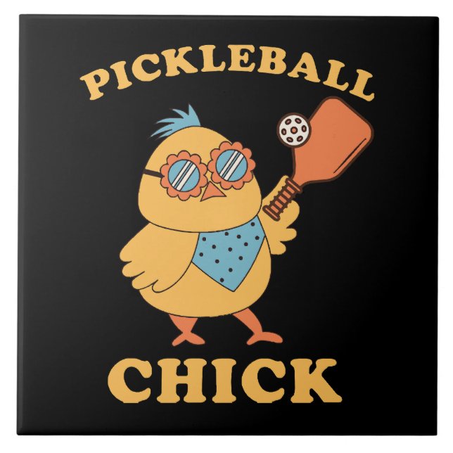 Pickleball Chick - Retro Fliese (Vorderseite)