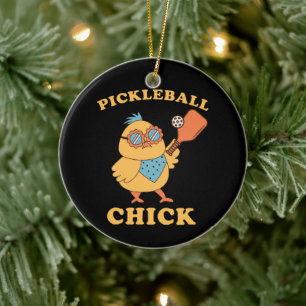 Pickleball Chick - Retro Keramik Ornament