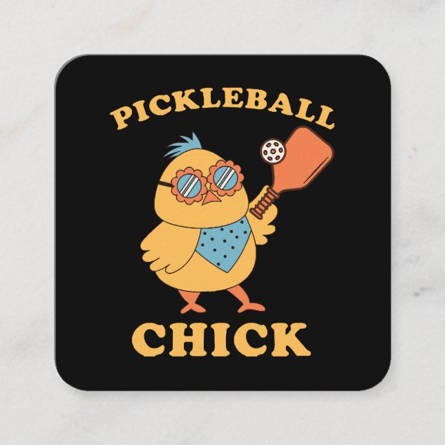 Pickleball Chick - Retro Quadratische Visitenkarte (Vorderseite)