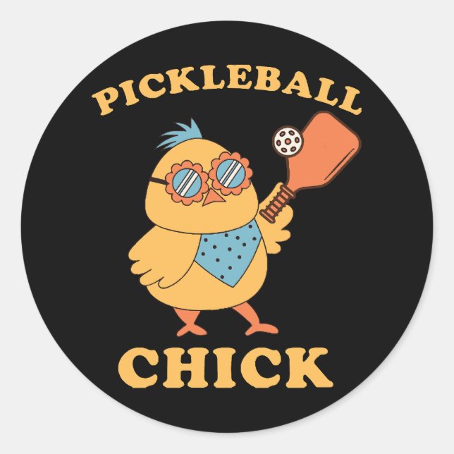 Pickleball Chick - Retro Runder Aufkleber (Vorderseite)