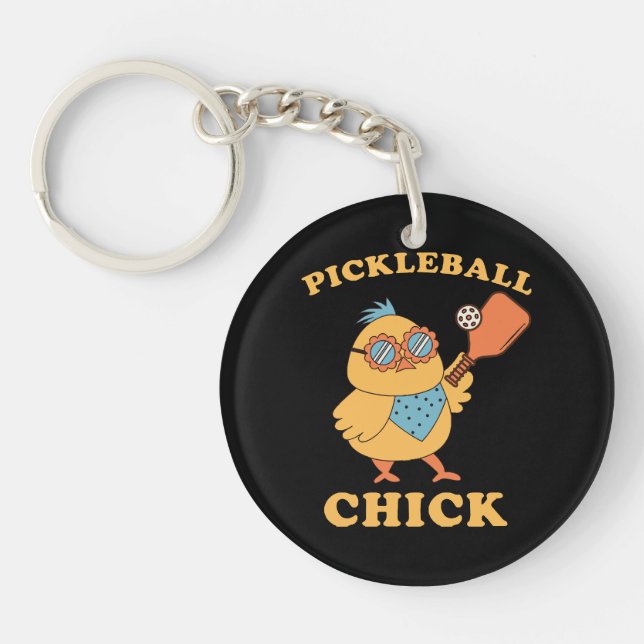 Pickleball Chick - Retro Schlüsselanhänger (Vorderseite)