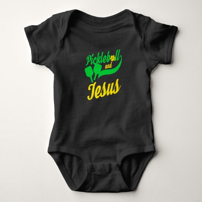 Pickleball Christlich Jesus T-Player Dink Baby Strampler (Vorderseite)