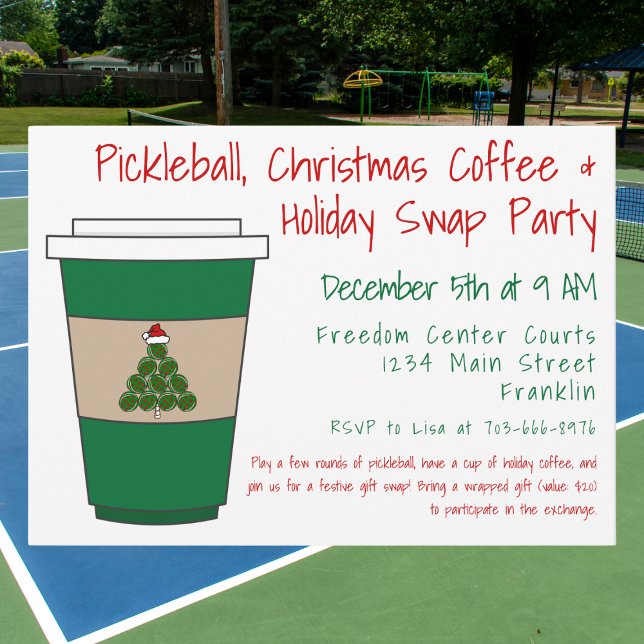 Pickleball, Christmas Coffee & Holiday Swap Party Einladung (Von Creator hochgeladen)