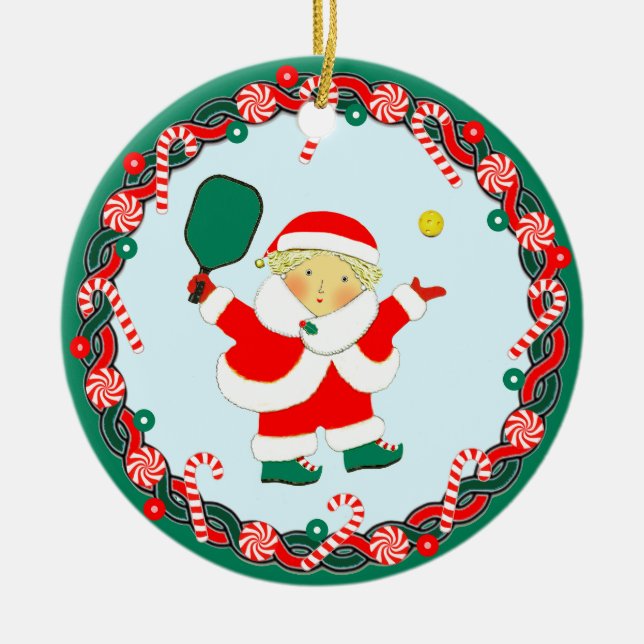 Pickleball Christmas Collectin Keramik Ornament (Vorne)