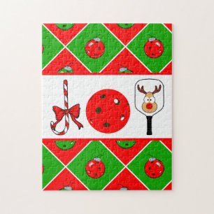 Pickleball Christmas Joy Candy Cane Paddles Ball Puzzle