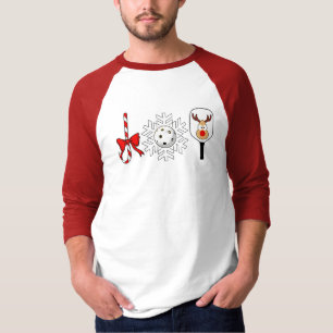 Pickleball Christmas Joy Candy Cane Snowball Deer T-Shirt