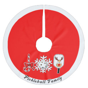 Pickleball Christmas Joy Reindeer Red and White Polyester Weihnachtsbaumdecke