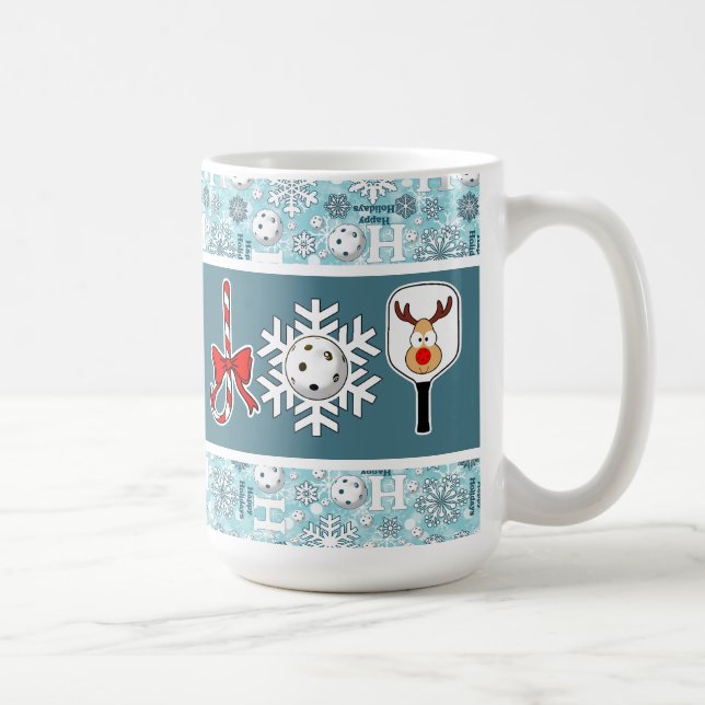 Pickleball Christmas Joy Santa Ho Ho Ho Ho Snowbal Kaffeetasse (Rechts)