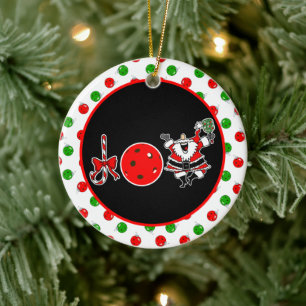 Pickleball Christmas Joy Santa Paddle Red Ball Keramik Ornament